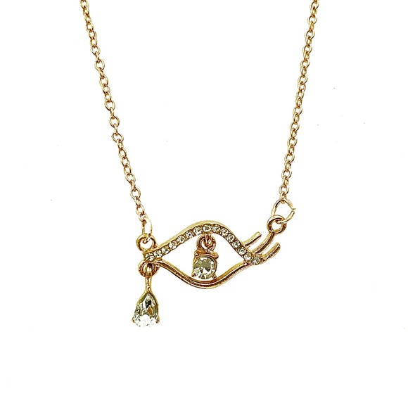 Eye of Horus Necklace Gold Plated Rhinestone Pendant & Cable Chain Layer Jewelry - Picture 3 of 7
